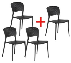 Plastová jídelní židle EASY II 3+1 ZDARMA, černá