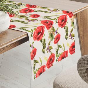 Biante Dekorační běhoun na stůl PML-101 Vlčí máky na bílém 20x120 cm