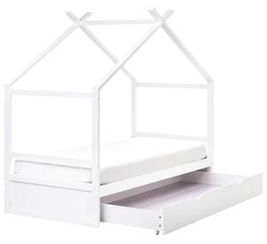 Dětská postel Domek Borovicové dřevo ORGEVAL 90 x 200 cm s úložným prostorem Bílá