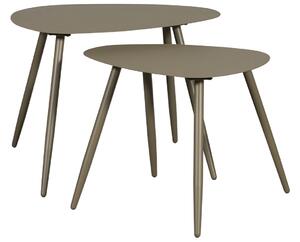 Hoorns Hnědozelený kovový zahradní odkládací stolek Aiwa 68 x 51 cm