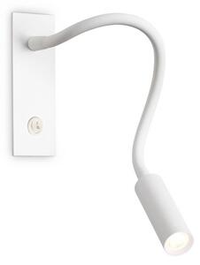 Ideallux Ideal Lux LED nástěnné světlo IO, bílé, flexibilní rameno, vypínač, Bílá / opál, Ložnice, Hliník, Moderní