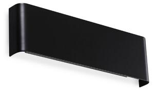 IDEAL LUX Nástěnné světlo Delta, černé, šířka 30 cm, 3 000 K, Černá, Obývací pokoj / jídelna, Hliník, Moderní, Nástěnné svítidlo