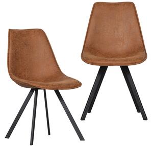 Hoorns Set dvou koňakově hnědých koženkových jídelních židlí Wens