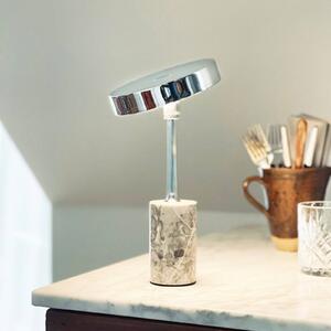 Dyberg Larsen LED stolní lampa na baterie Starlight, chrom/šedá, stmívatelný, Chrom / stříbro, Obývací pokoj / jídelna, kov, Design
