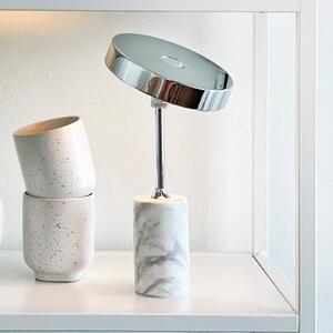 Dyberg Larsen LED stolní lampa na baterie Starlight, chrom/bílá, stmívatelný, Chrom / stříbro, Obývací pokoj / jídelna, kov, Design