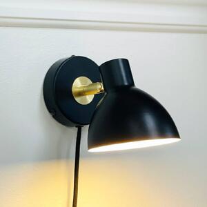 Dyberg Larsen nástěnné světlo Lilje, černé, Ø 16 cm, kov, Černá, Obývací pokoj / jídelna, kov, Design