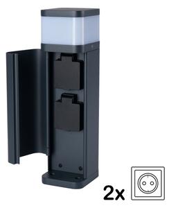 Brilagi -Venkovní lampa se 2 zásuvkami SCHUKO PILLAR 1xG9/11W/230V IP44 antracit