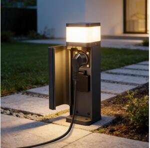 Brilagi -Venkovní lampa se 2 zásuvkami SCHUKO PILLAR 1xG9/11W/230V IP44 antracit
