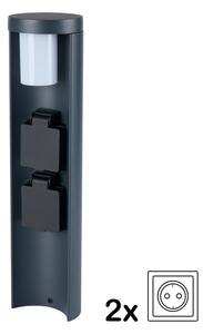 Brilagi - Venkovní lampa se 2 zásuvkami SCHUKO PILLAR 1xG9/11W/230V IP44 antrac