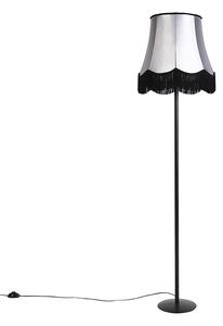 Retro stojací lampa černá se stínítkem Granny černý s šedou 45 cm - Simplo