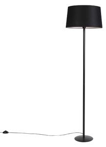 Stojací lampa černá s lněným stínítkem černá 45 cm - Simplo