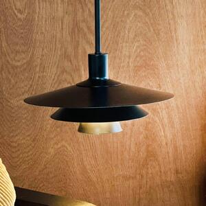 Dyberg Larsen Závěsné světlo Kay, Ø 30 cm, černé, kov, stmívatelný, Černá, Obývací pokoj / jídelna, kov, Design