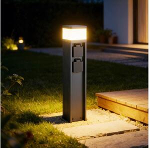 Brilagi -Venkovní lampa se 2 zásuvkami SCHUKO PILLAR 1xG9/11W/230V IP44 antracit