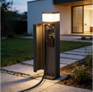 Brilagi -Venkovní lampa se 2 zásuvkami SCHUKO PILLAR 1xG9/11W/230V IP44 antracit