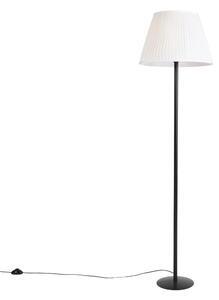 Moderní stojací lampa černá s bílým plisovaným stínítkem 45 cm - Simplo
