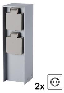 Brilagi - Venkovní zásuvkový sloupek PILLAR 2Z SCHUKO 230V IP44 stříbrná