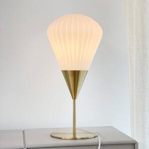 Dyberg Larsen Stolní lampa Ballon, bílá/mosazná, 46 cm, Mosaz / zlato, Obývací pokoj / jídelna, kov, Design