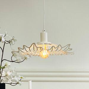 Dyberg Larsen Závěsné světlo Flora, perlově bílá, Ø 40 cm, kov, stmívatelný, Bílá / opál, Obývací pokoj / jídelna, kov, Design