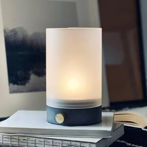 Dyberg Larsen LED stolní lampa Cozy, výška 20,5 cm, beton, stmívatelný, Hliník / šedá / zinek, Obývací pokoj / jídelna, Beton, Design