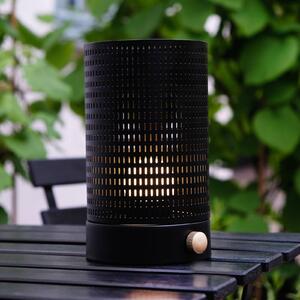 Dyberg Larsen LED stolní lampa na baterie Mesh, černá, výška 20 cm, stmívatelný, Černá, Obývací pokoj / jídelna, kov, Design