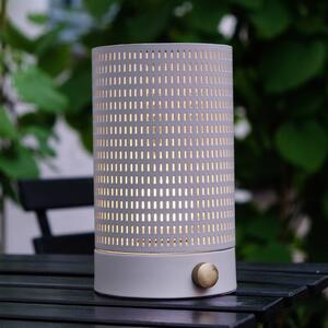 Dyberg Larsen LED stolní lampa na baterie Mesh, bílá, výška 20 cm, stmívatelný, Bílá / opál, Obývací pokoj / jídelna, kov, Design