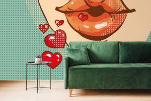 Samolepící tapeta pop art polibek plný lásky