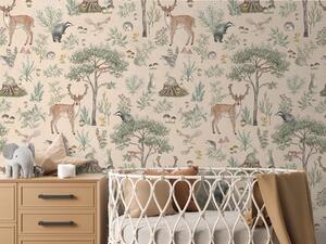 Tapeta pro děti kouzelný les - Fantastic Forest Beige Materiál: Digitální eko vlies - klasická tapeta nesamolepicí