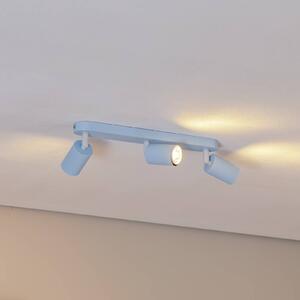 TK Lighting Stropní bodové světlo Livia, světle modré, 52 cm, 3-bodové, kov, GU10, stmívatelný, Modrá, Dětský pokoj, kov