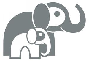 Pieris design Slonice s mládětem - samolepka na zeď tmavě červená