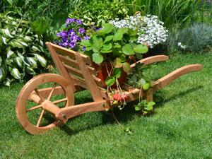 Dřevěný trakař na květiny s nátěrem RUSTIC