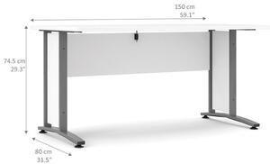 Psací stůl Office 402/437 bílá/silver grey
