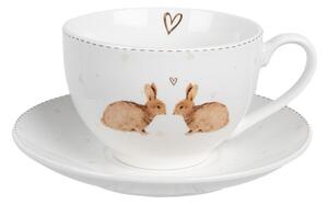 Clayre eff Porcelánový šálek s podšálkem BUNNYS IN LOVE Clayre & Eef BSLCKS