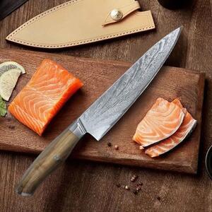 KnifeBoss kuchařský damaškový nůž Chef 8" (205 mm) Olive AUS10V