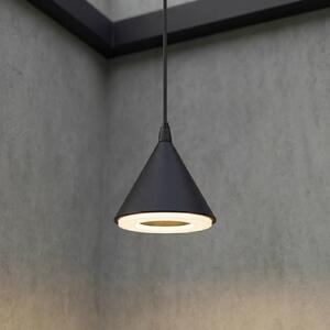 Lindby Venkovní závěsné LED svítidlo Soran, Ø 15 cm, černé, IP44, Černá, kov, Moderní