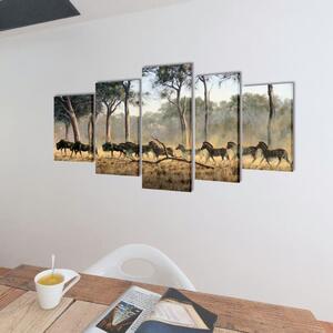 Sada obrazů, tisk na plátně, zebra, 100 x 50 cm