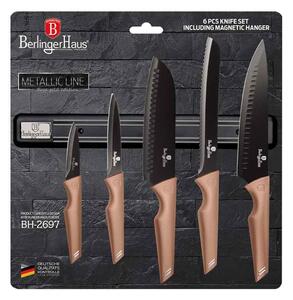 BERLINGERHAUS Sada nožů s nepřilnavým povrchem 6 ks Rose Gold Edition s magnetickým držákem BH-2697