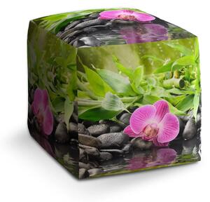 Sablio Taburet Cube Růžová orchidej - 40x40x40 cm