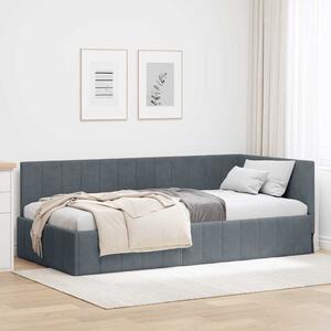 VidaXL Rohový rám postele s čelo 90 cm x 200 cm samet [42016315] Barva: Tmavě šedá