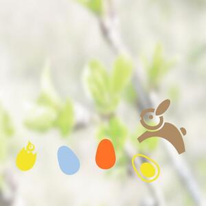 Zajíček s vajíčky - jarní samolepky na okno