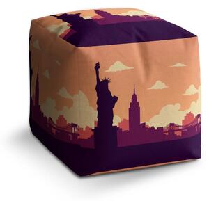 Sablio Taburet Cube New York Socha svobody Art - 40x40x40 cm
