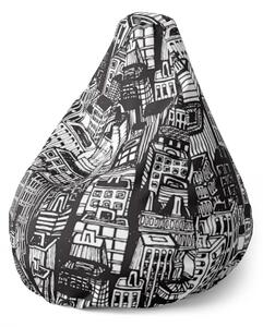 Sablio Sedací vak Pear Kreslené mrakodrapy - 70 x 95 x 15 cm
