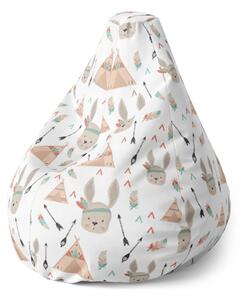 Sablio Sedací vak Pear Zajíci u stanu - 70 x 95 x 15 cm