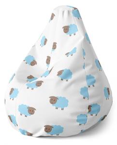 Sablio Sedací vak Pear Modré ovce - 70 x 95 x 15 cm