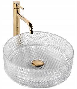 Umyvadlo na desku Rea, kulaté bílé skleněné Cristal