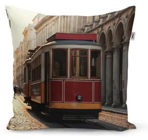 Sablio Polštář Historická červená tramvaj - 40x40 cm
