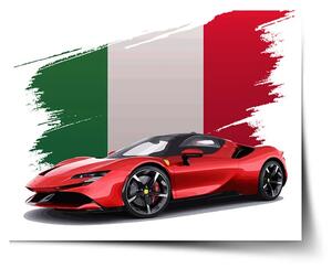 Sablio Plakát Ferrari Italská vlajka - 60x40 cm