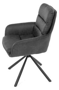 Jídelní židle šedá látka, otočný mechanismus P 90° + L90° s vratným mechanismem - funkce reset, černý kov - DCH-356 GREY2