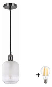 BRILAGI - LED Lustr na lanku RETRO GLASS 1xE27/60W/230V pr. 14 cm černá/bílá