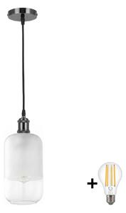 BRILAGI - LED Lustr na lanku RETRO GLASS 1xE27/60W/230V pr. 14 cm černá/bílá
