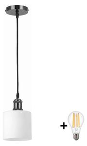BRILAGI - LED Lustr na lanku RETRO GLASS 1xE27/60W/230V pr. 10 cm černá/bílá